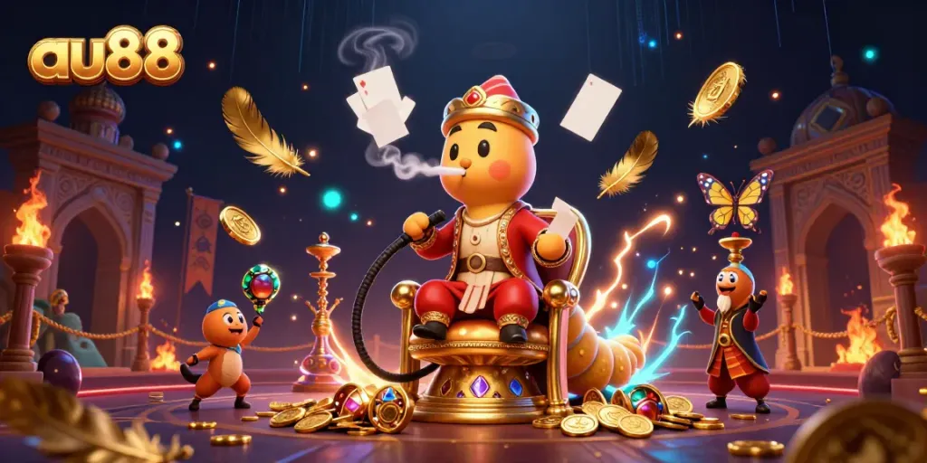 Engage in thrilling gameplay at au88 with vibrant casino elements in a dynamic scene.