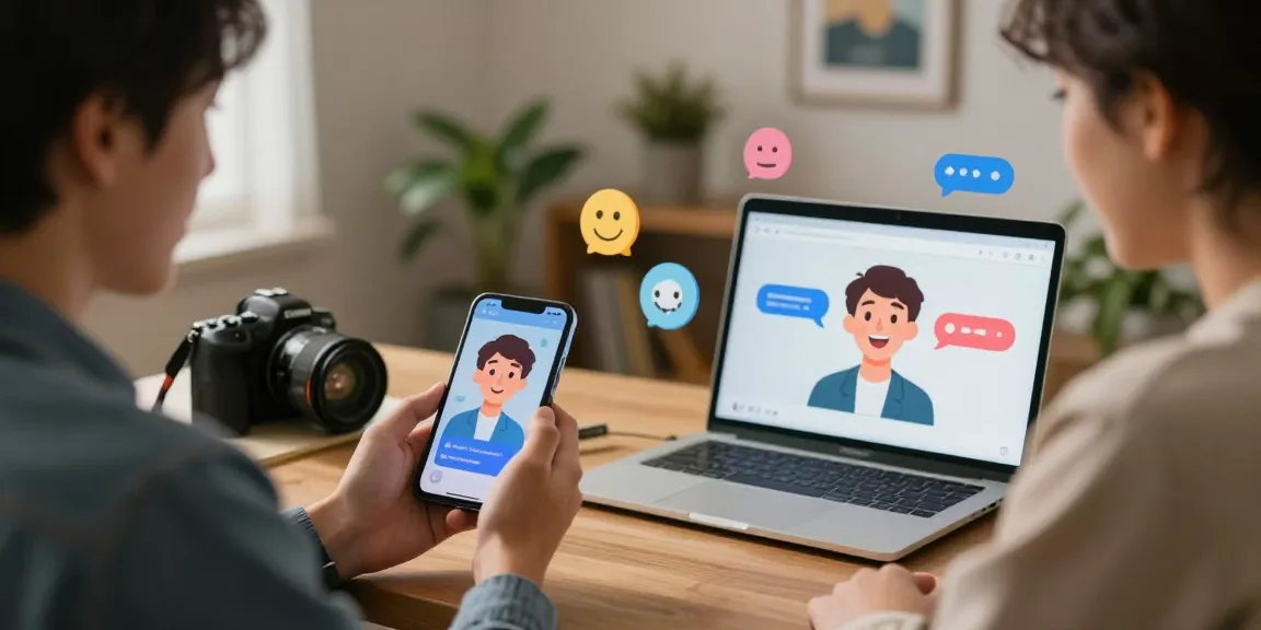 Users engaging with Crush on AI, showcasing interaction with digital avatars in a cozy tech environment.