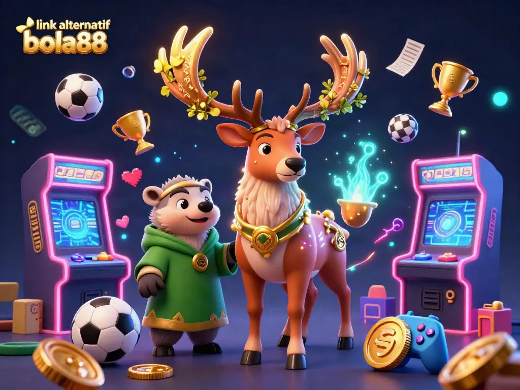 Engage in dynamic sports betting with link alternatif bola88, featuring a druid stag and lucky symbols.